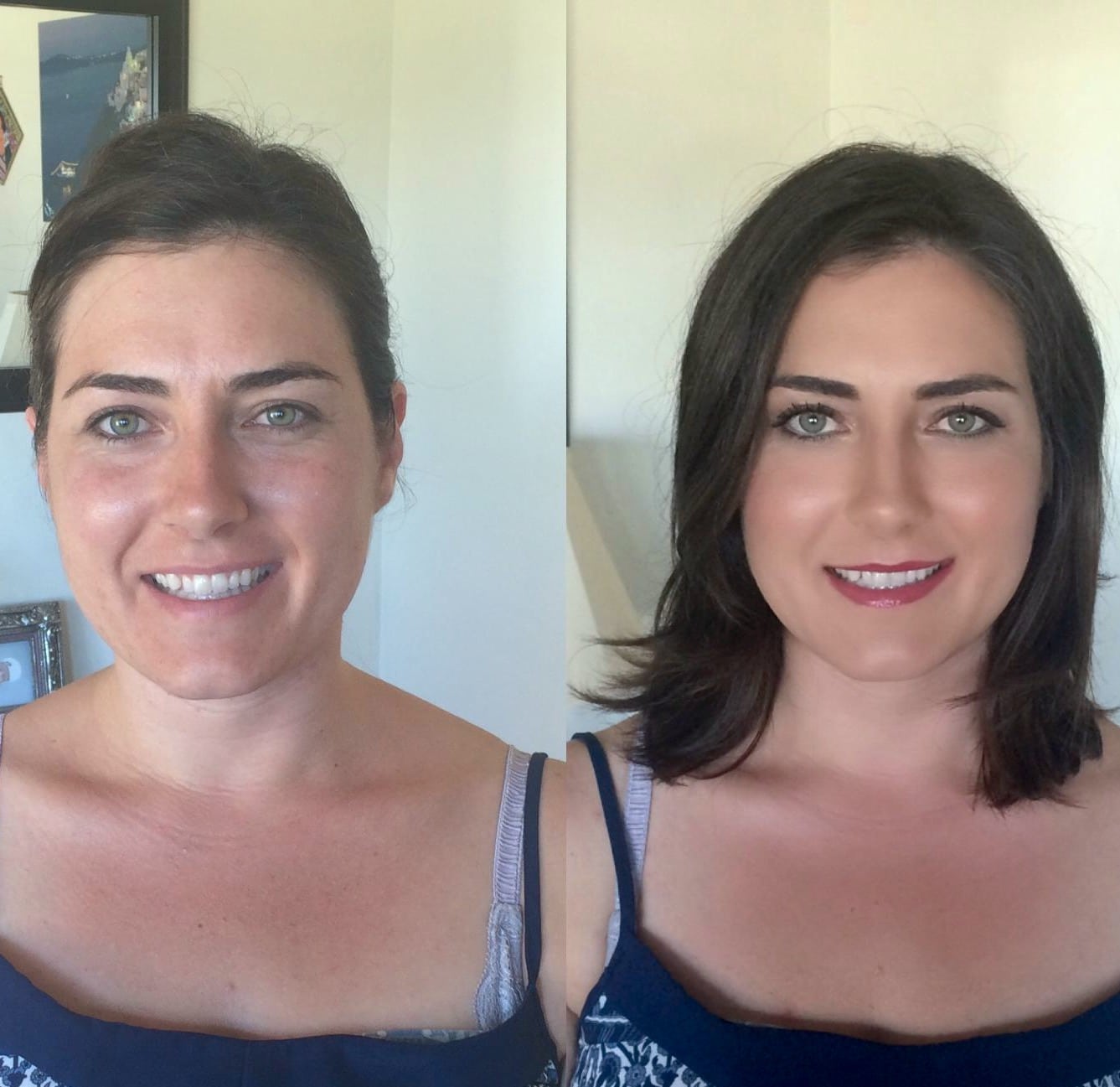 Anniversary makeup before and after