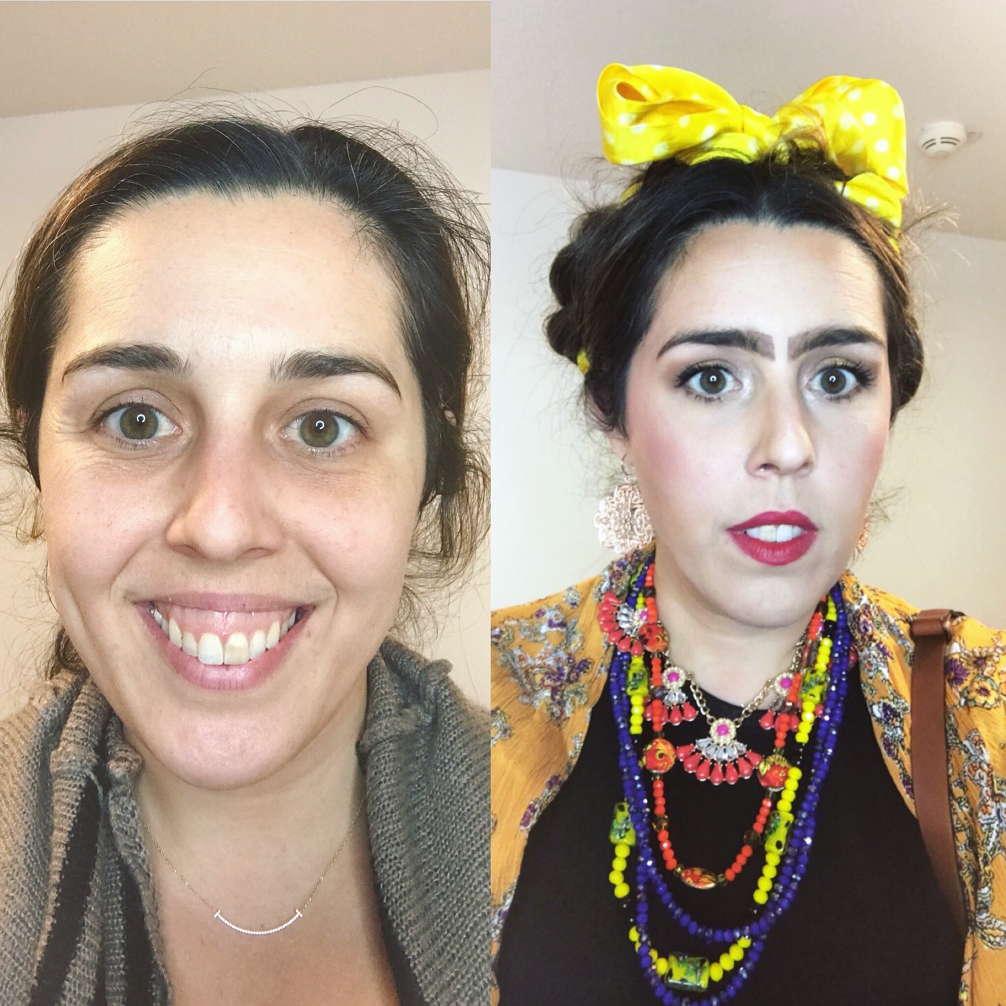 Frida Khalo Halloween Costume Makeup Before and After Natalie Setareh