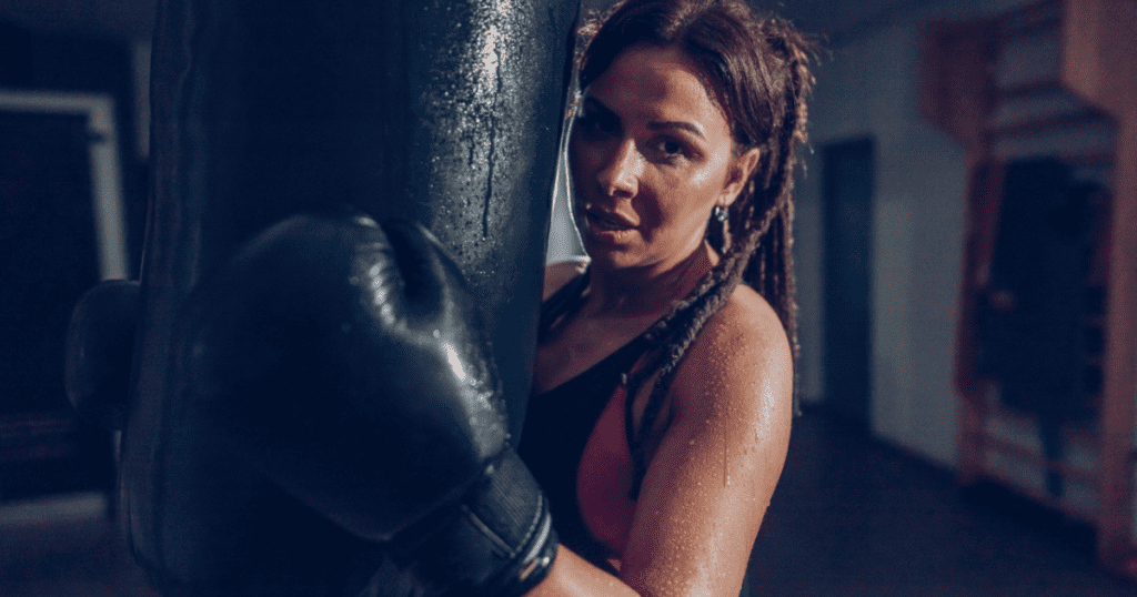 sweaty female boxer 