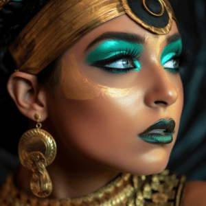 Ancient Egyptian woman with duochrome eyeshadows, dramatic looks for special occasions