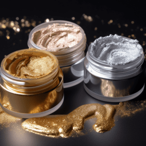 golden and silver shimmer metallic pigments eyeshadows