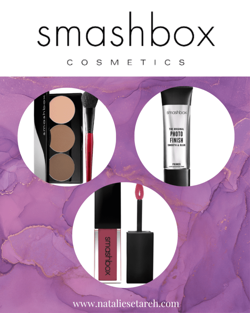 Graphic of smashbox brand beauty products